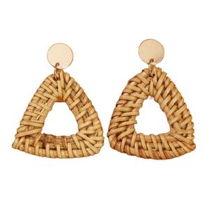Handmade Geometric Shaped Ratan Design Drop Earrings